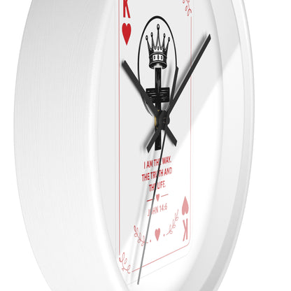 King of Hearts Christian Wall Clock — John 14:6 Playing Card Design