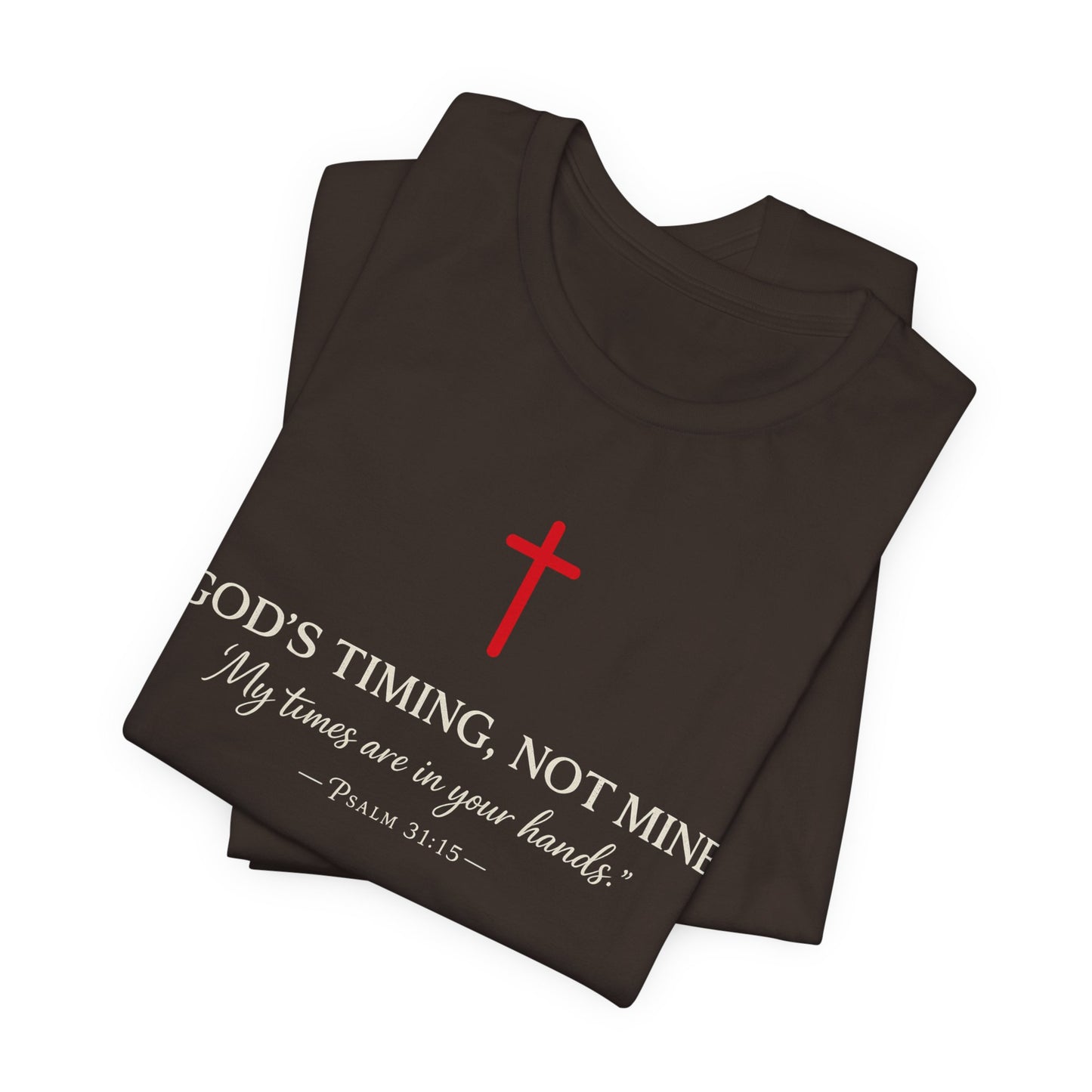Faith Cross T‑Shirt — "God's Timing, Not Mine" Inspirational Christian Tee