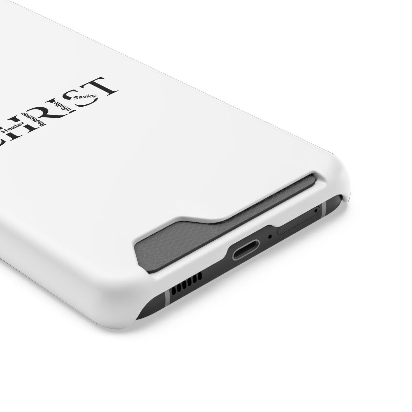 Christian Phone Card Case — Minimal 'CHRIST' Text Wallet Phone Case
