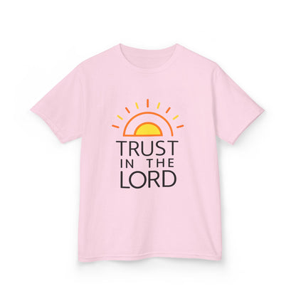 UNISEX Kids T-Shirt — "Trust in the Lord" Sun Graphic Christian Tee