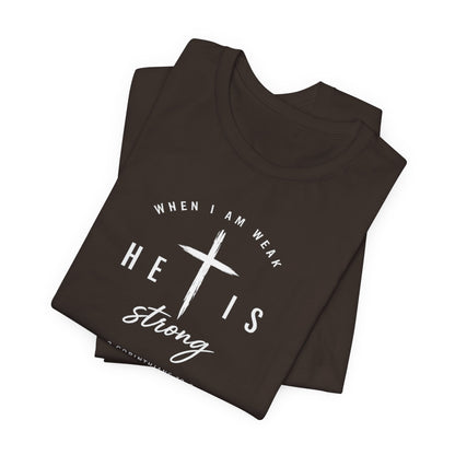 He Is Strong Cross T-Shirt — Inspirational Christian Tee