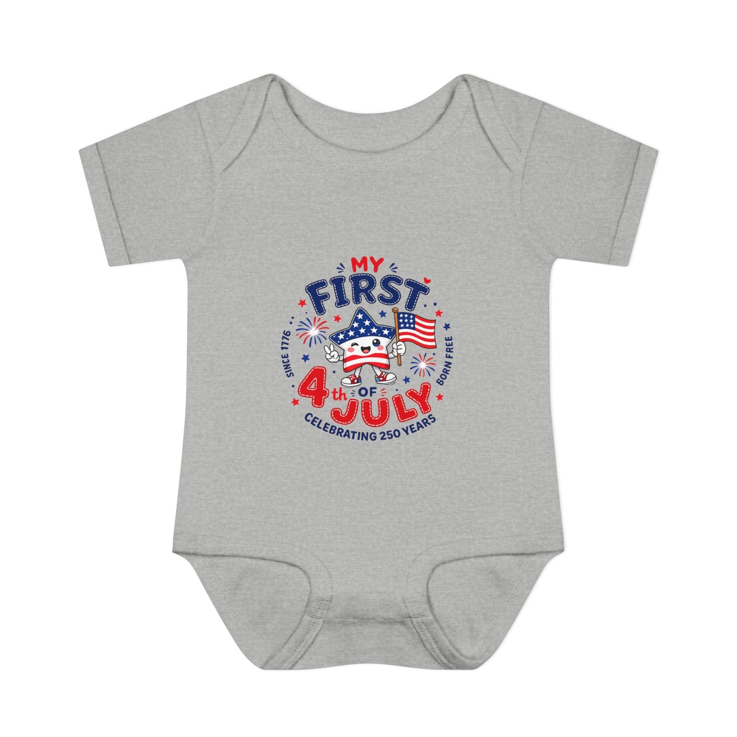 Baby Bodysuit – "My First 4th of July" Patriotic Infant Onesie