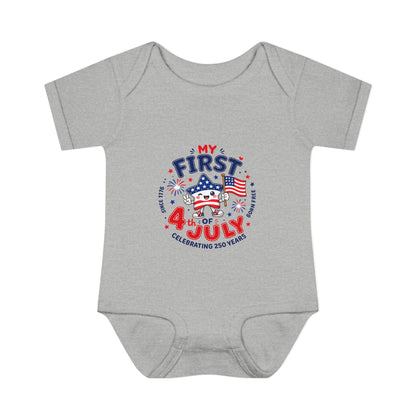 Baby Bodysuit – "My First 4th of July" Patriotic Infant Onesie