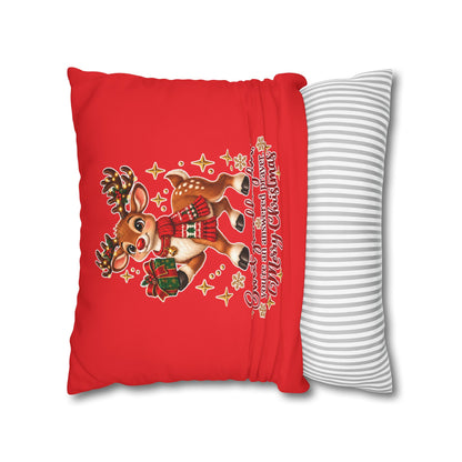 Christmas Reindeer Pillow - "Sweet Granddaughter You're an Answered Prayer" Holiday Throw Pillow