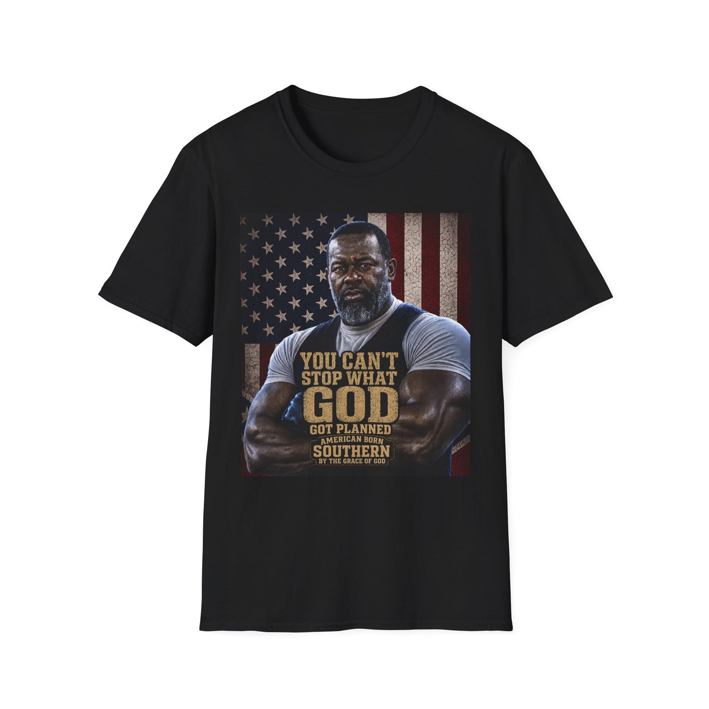 Patriotic Faith Graphic T-Shirt — "You Can't Stop What God" Inspirational Tee