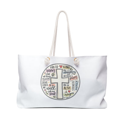 Christian Weekender Bag — "Jesus" Cross Faith Travel Tote