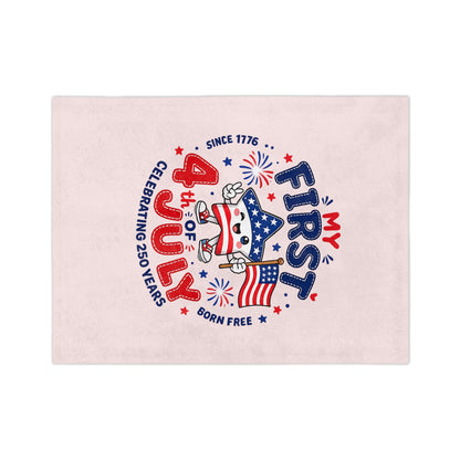 My First 4th of July Baby Blanket — Velveteen Microfiber Patriotic Infant Throw