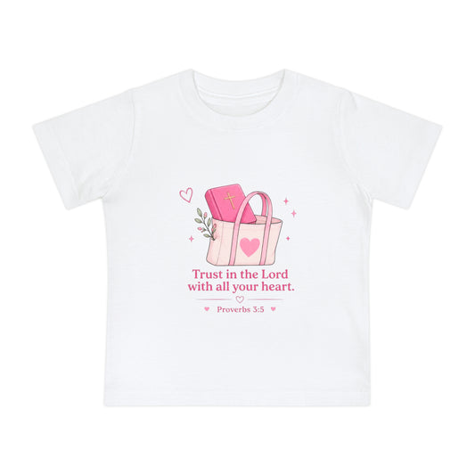 Baby T-Shirt — "Child of God" Pink Faith Tee (Proverbs 3:5)
