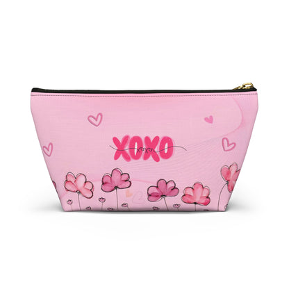 Flamingo Floral Accessory Pouch — Pink T‑Bottom Makeup Bag
