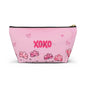 Flamingo Floral Accessory Pouch — Pink T‑Bottom Makeup Bag