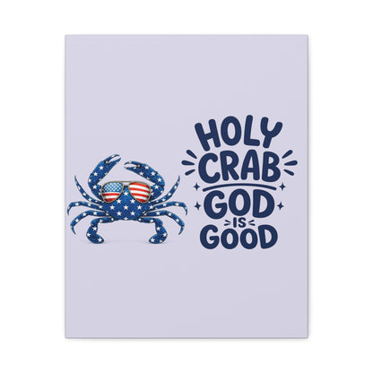 Patriotic Crab Canvas — "Holy Crab God Is Good" Wall Art