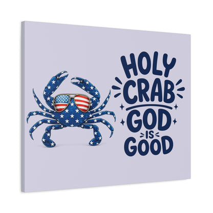 Patriotic Crab Canvas — "Holy Crab God Is Good" Wall Art