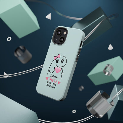 Christian Cute Heart Phone Case — "I Know Jesus Loves Me So Much" Magnetic Impact-Resistant Case