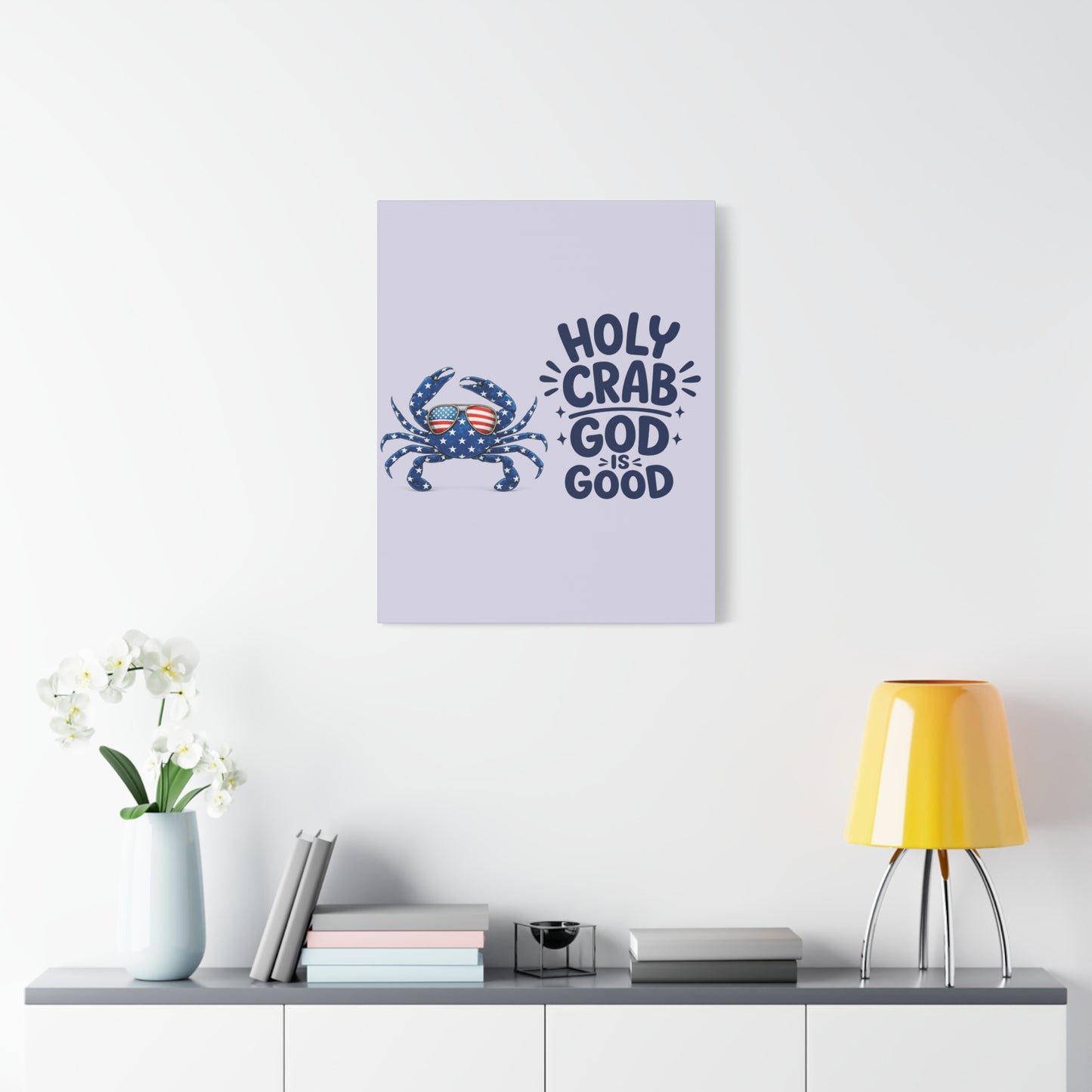 Patriotic Crab Canvas — "Holy Crab God Is Good" Wall Art