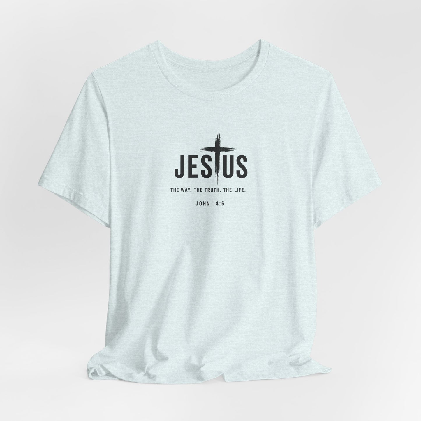 Faith Over Everything Christian Tee — "Jesus" Cross Design, John 14:6 Inspirational Shirt