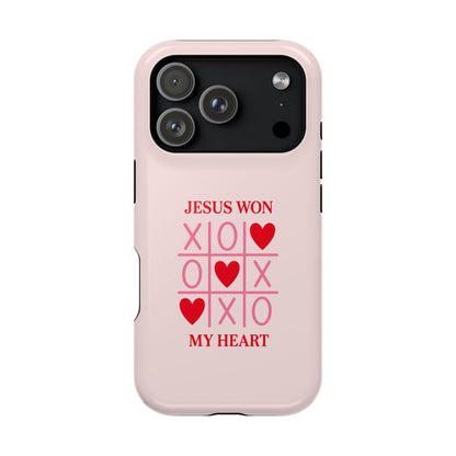 iPhone Case — "Jesus Won My Heart" Pink Magnetic Impact-Resistant Phone Case