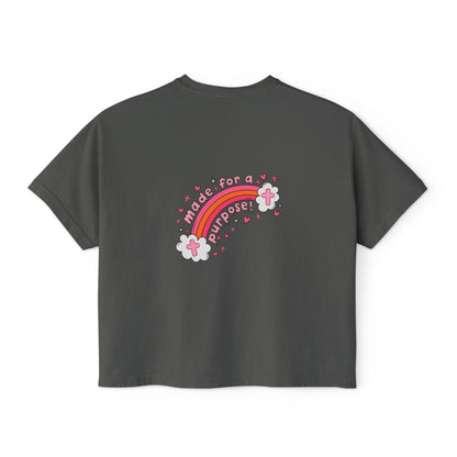 Pray Pray Pray Women's Boxy Tee — Pink Faith Floral Graphic