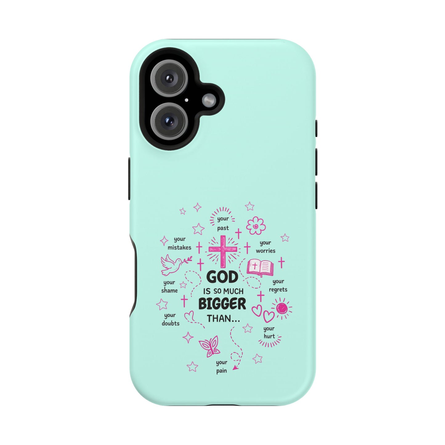 Mint Christian Phone Case — "God Is So Much Bigger Than..." Magnetic Impact-Resistant