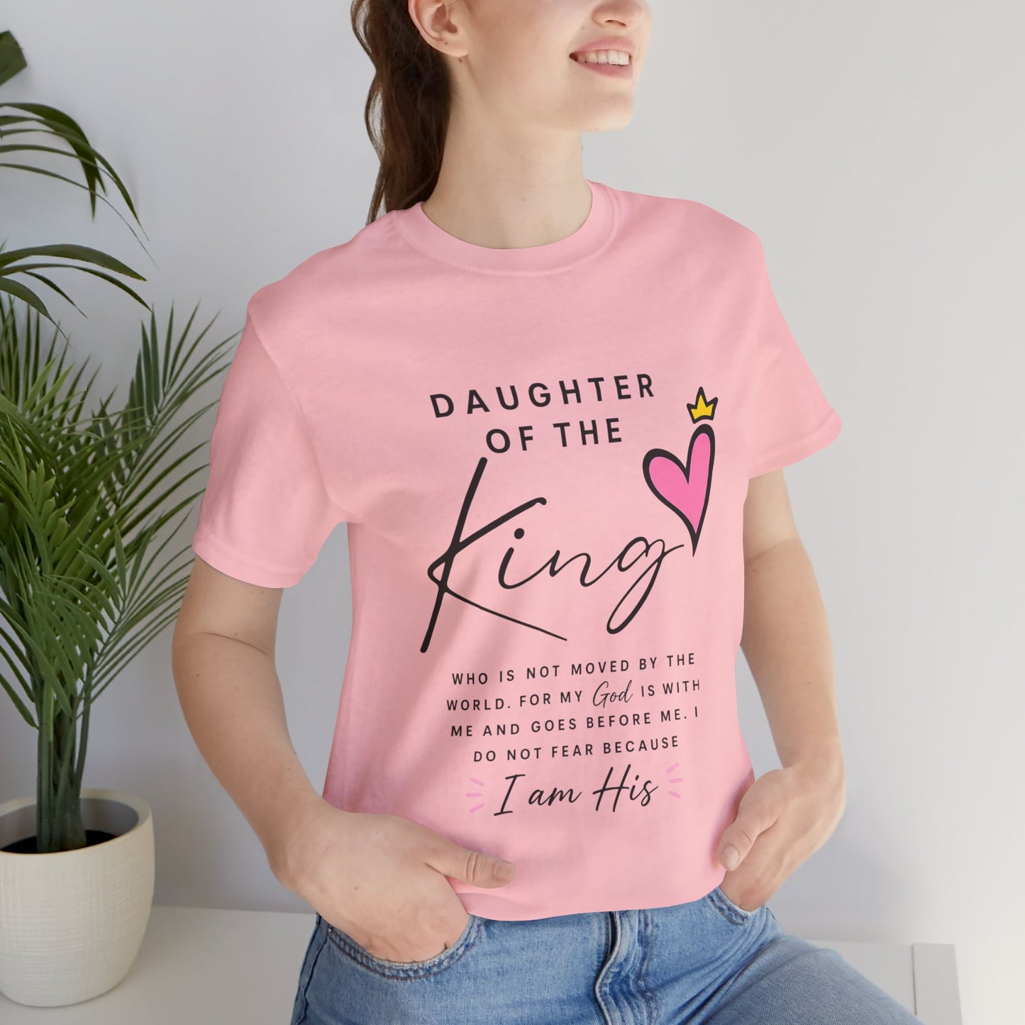 Daughter of the King T-Shirt — Faith-Based Christian Tee with Heart Crown Design