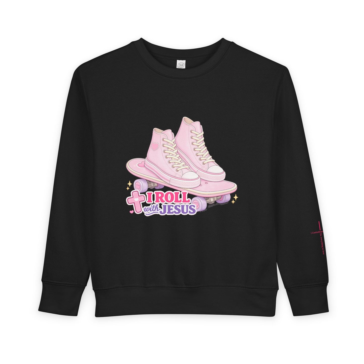 Toddler Sweatshirt — "I Roll With Jesus" Christian Toddler Tee