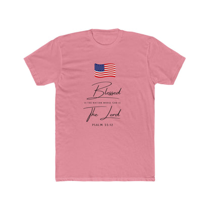 Blessed by the Lord American Flag T-Shirt — Psalm 55:12 Patriotic Christian Tee