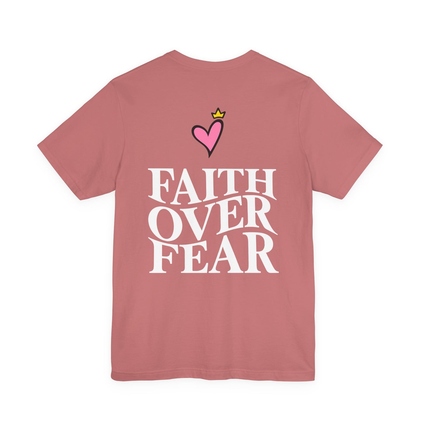 Faith Over Fear T-Shirt — "Saved by Grace" Christian Tee (Heart & Crown)
