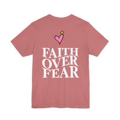 Faith Over Fear T-Shirt — "Saved by Grace" Christian Tee (Heart & Crown)