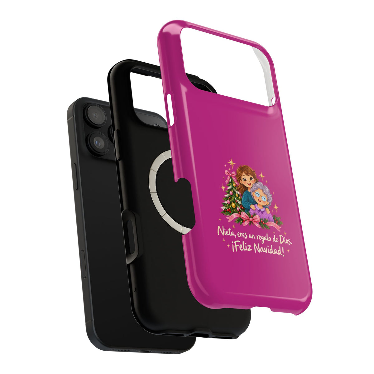 Magenta Christmas Grandma Phone Case — "Abuela, eres un regalo de Dios. ¡Feliz Navidad!" Magnetic Impact-Resistant