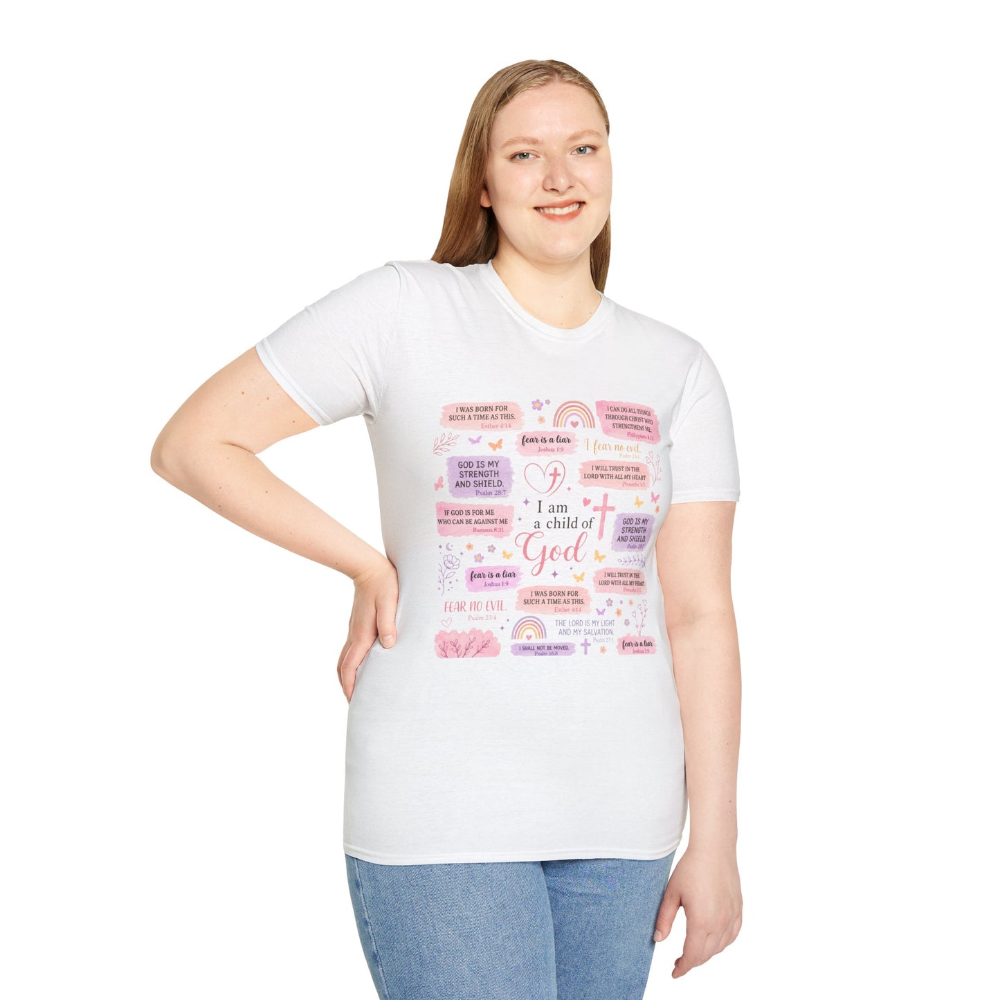 Christian Inspirational T-Shirt — “I am a child of God” Pink Scripture Tee