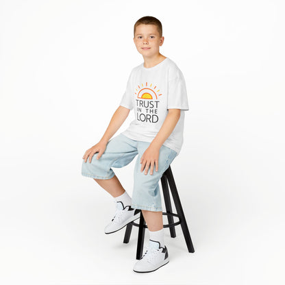 UNISEX Kids T-Shirt — "Trust in the Lord" Sun Graphic Christian Tee