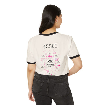 Christian Ringer T-Shirt — 'CHRIST' Front / 'JESUS' Back Religious Tee