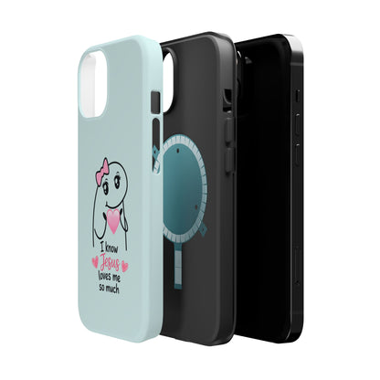 Christian Cute Heart Phone Case — "I Know Jesus Loves Me So Much" Magnetic Impact-Resistant Case
