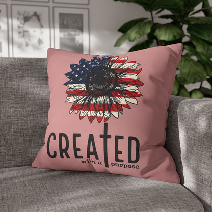 CREATED WITH A PURPOSE & GOD UNDER ONE NATION Canvas Pillowcase