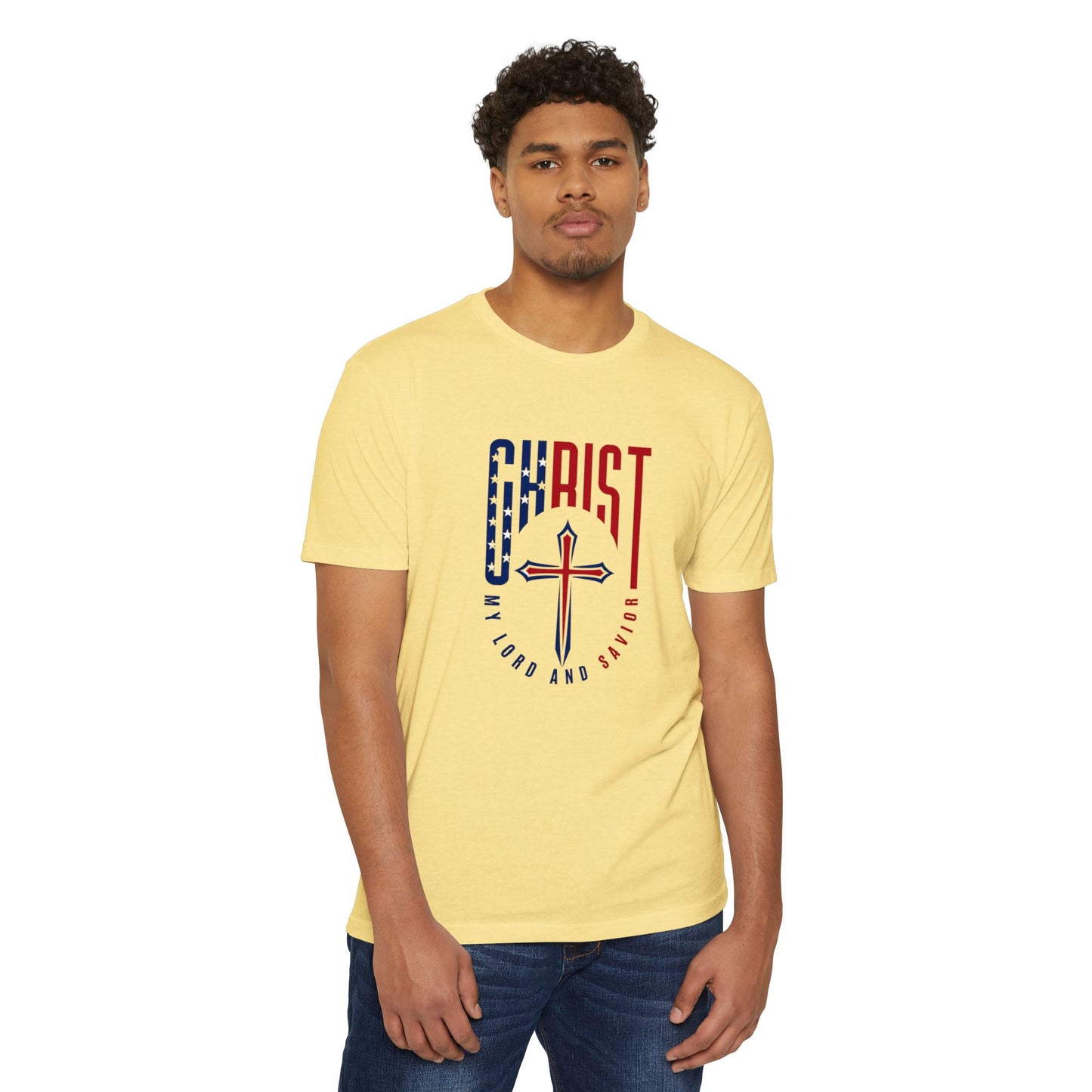 UNISEX Christ Cross T‑Shirt — My Lord and Savior Patriotic Christian Tee