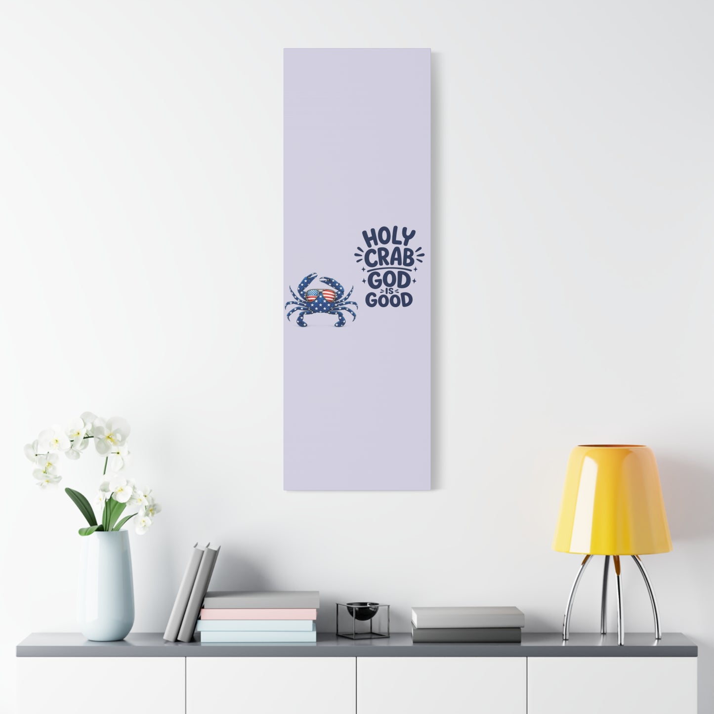 Patriotic Crab Canvas — "Holy Crab God Is Good" Wall Art