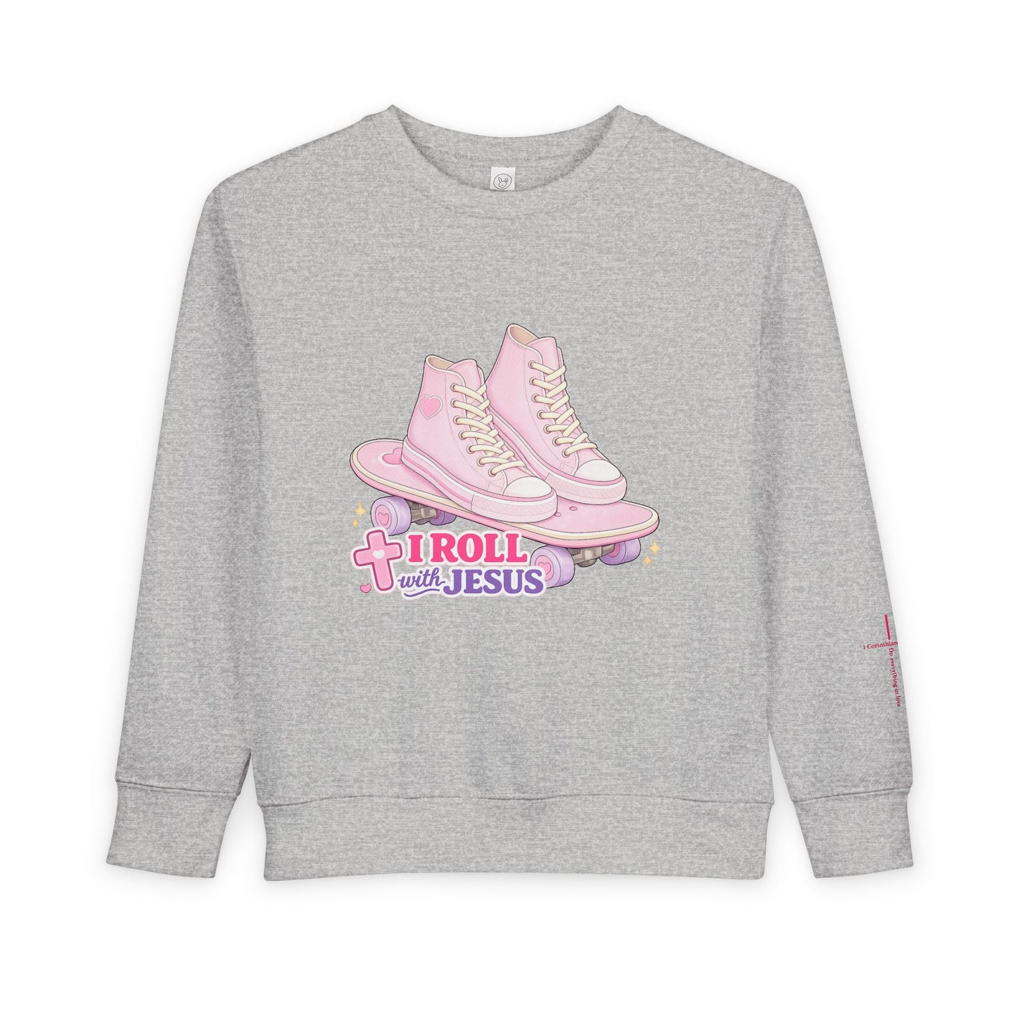 Toddler Sweatshirt — "I Roll With Jesus" Christian Toddler Tee