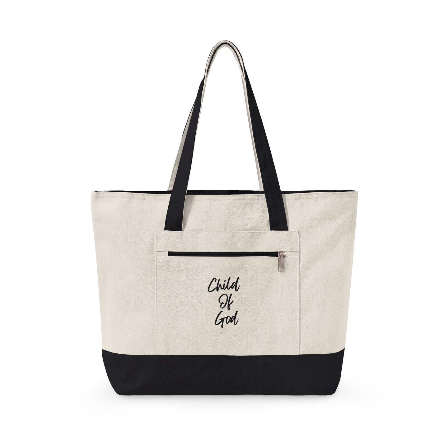 Canvas Tote Bag — "Child of God" & Watercolor Flag Zippered Tote