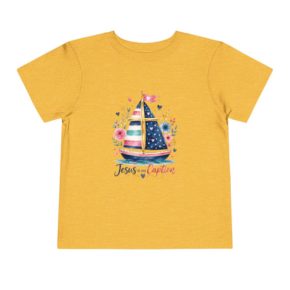 Toddler Tee - 'Jesus is my Captain' Nautical Sailboat Christian Shirt