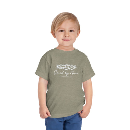 Toddler Tee — "Saved by Grace" Christian Crown of Thorns Shirt (Ephesians 2:8)