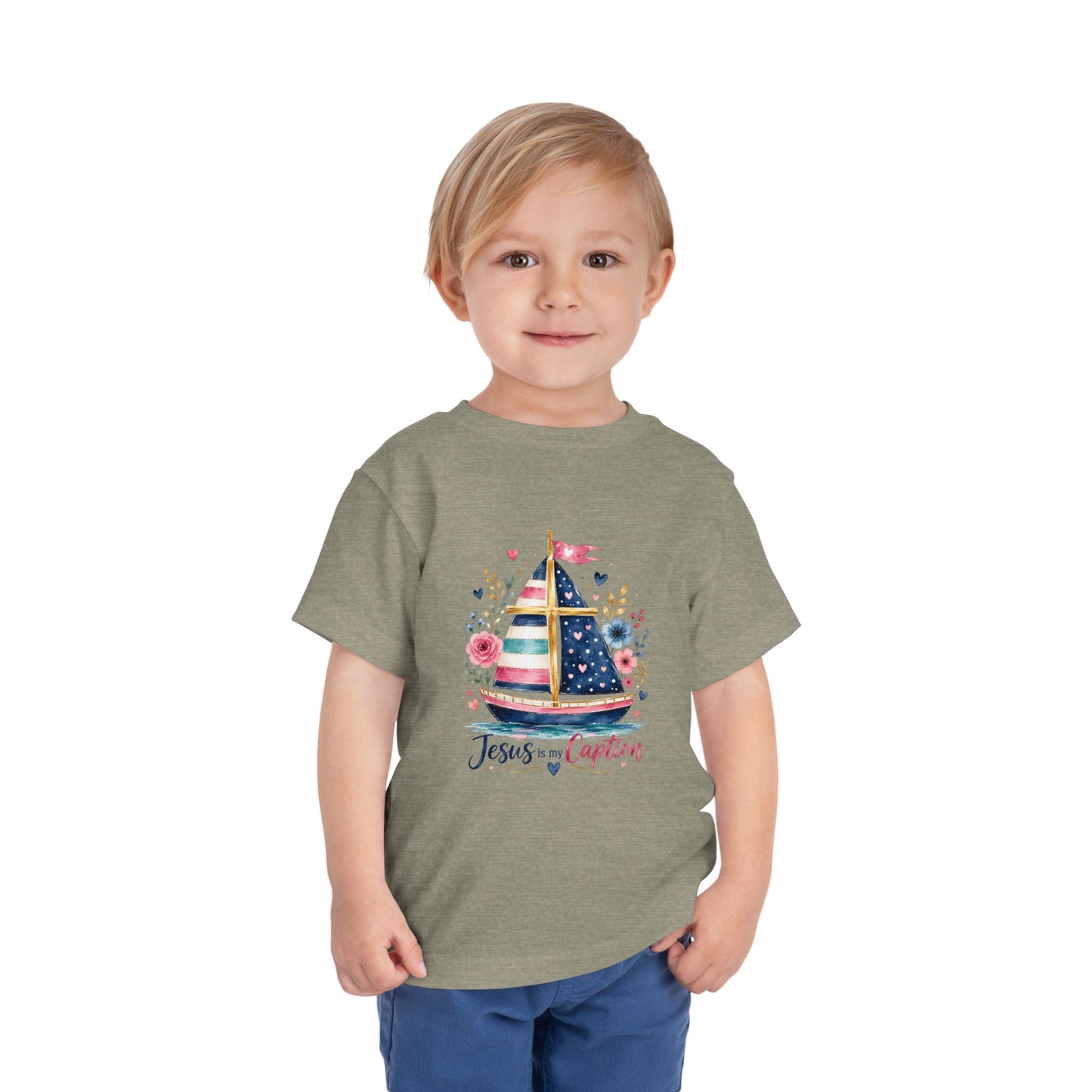Toddler Tee - 'Jesus is my Captain' Nautical Sailboat Christian Shirt