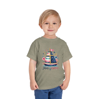 Toddler Tee - 'Jesus is my Captain' Nautical Sailboat Christian Shirt
