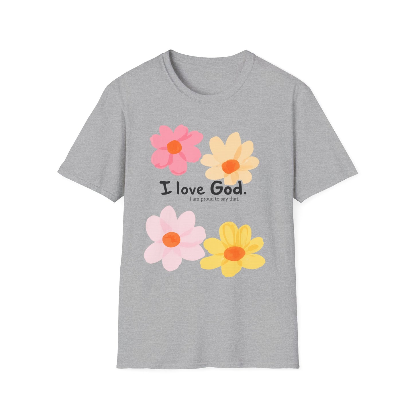 Christian Floral T‑Shirt — "I Love God" Cute Flower Faith Tee