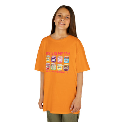 Kids T‑Shirt — "Jesus Is My Jam" Cute Jam Jar Graphic Christian Tee