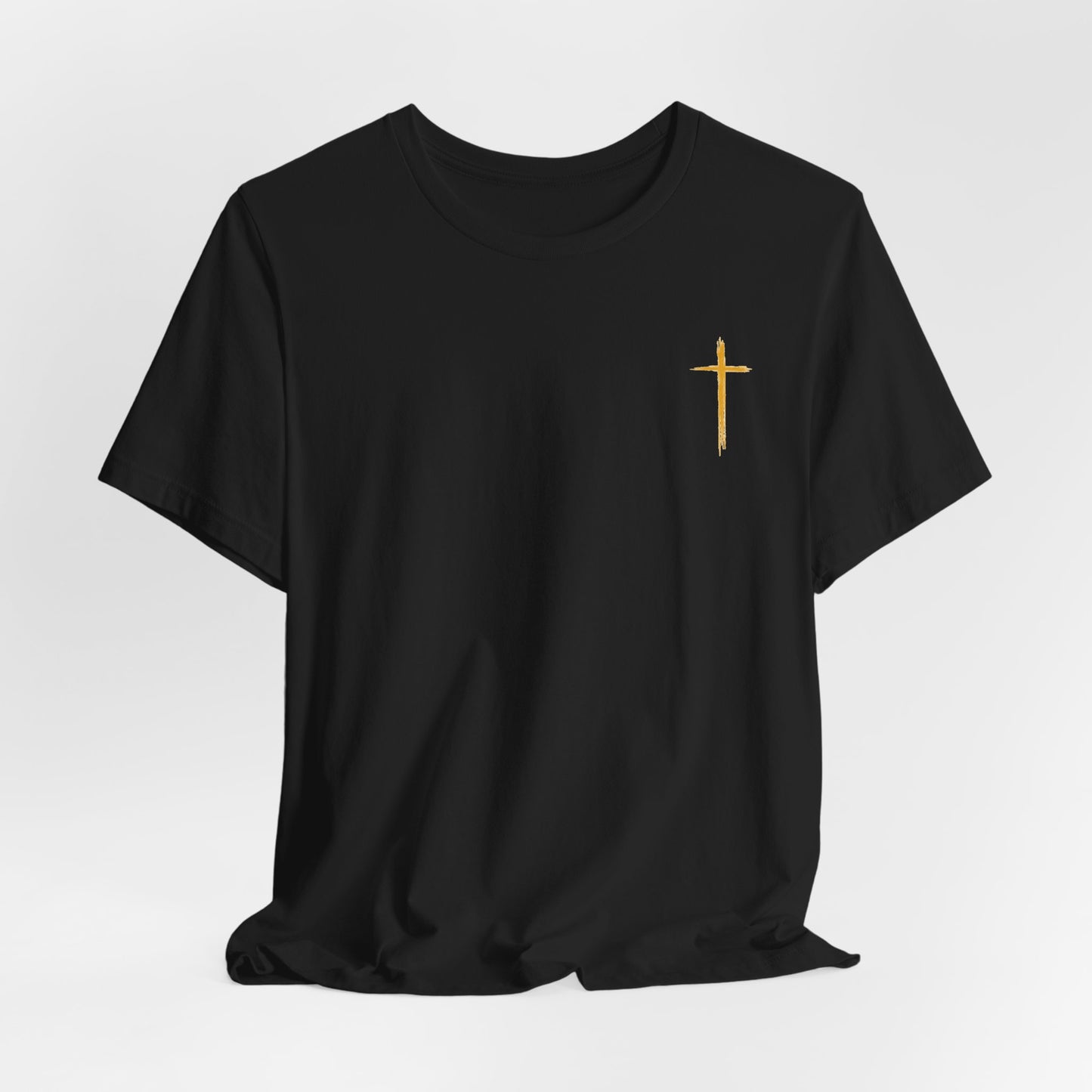 Christian Cross T-Shirt — "Do Not Be Deceived, Bad Company Ruins Good Morals" (1 Corinthians 15:33)