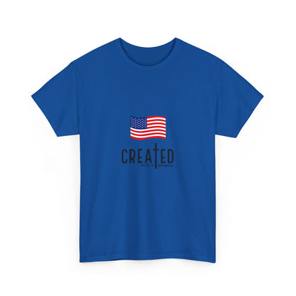 Created American Flag T‑Shirt — 'Created' Patriotic Graphic Tee