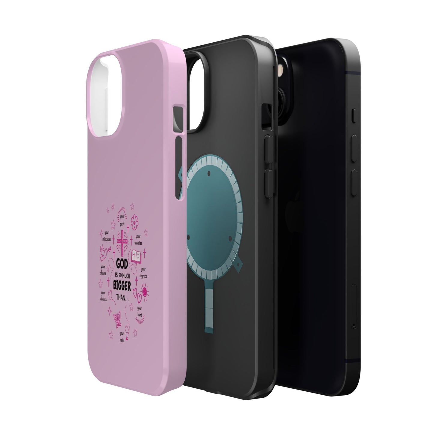 Pink Faith Phone Case — "God Is So Much Bigger Than..." Magnetic Impact-Resistant Case