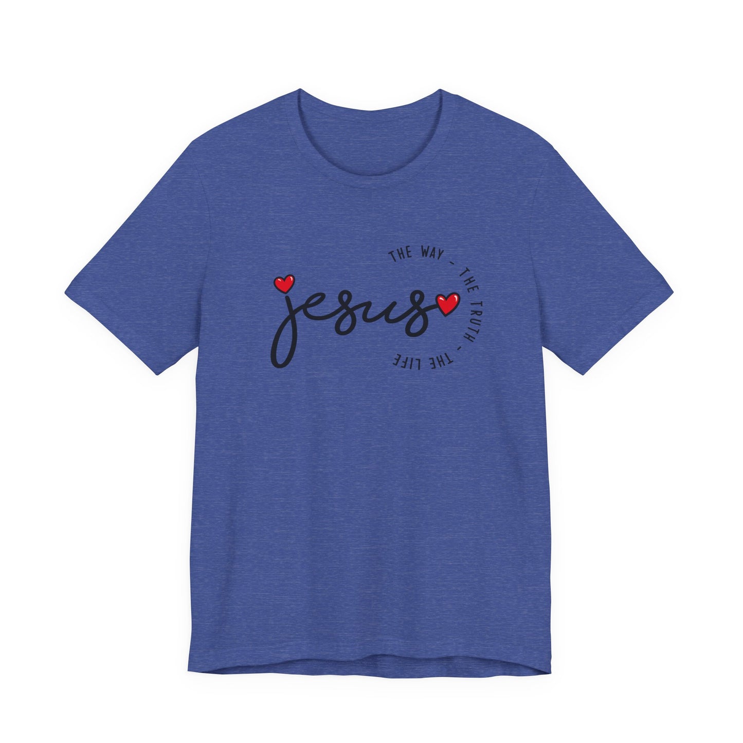 Jesus Script Tee - "Jesus" with Hearts | Faith Christian Shirt