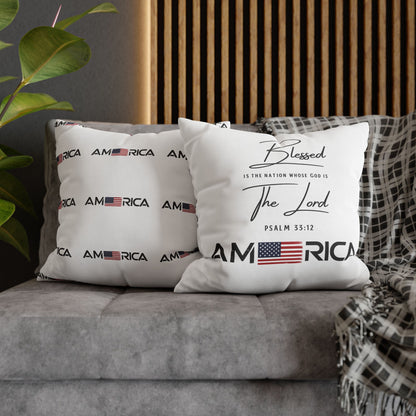 Blessed Is The Nation Pillow — America Psalm 33:12 Patriotic Decorative Pillowcase