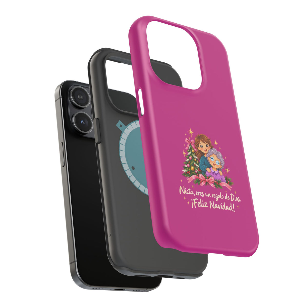 Magenta Christmas Grandma Phone Case — "Abuela, eres un regalo de Dios. ¡Feliz Navidad!" Magnetic Impact-Resistant