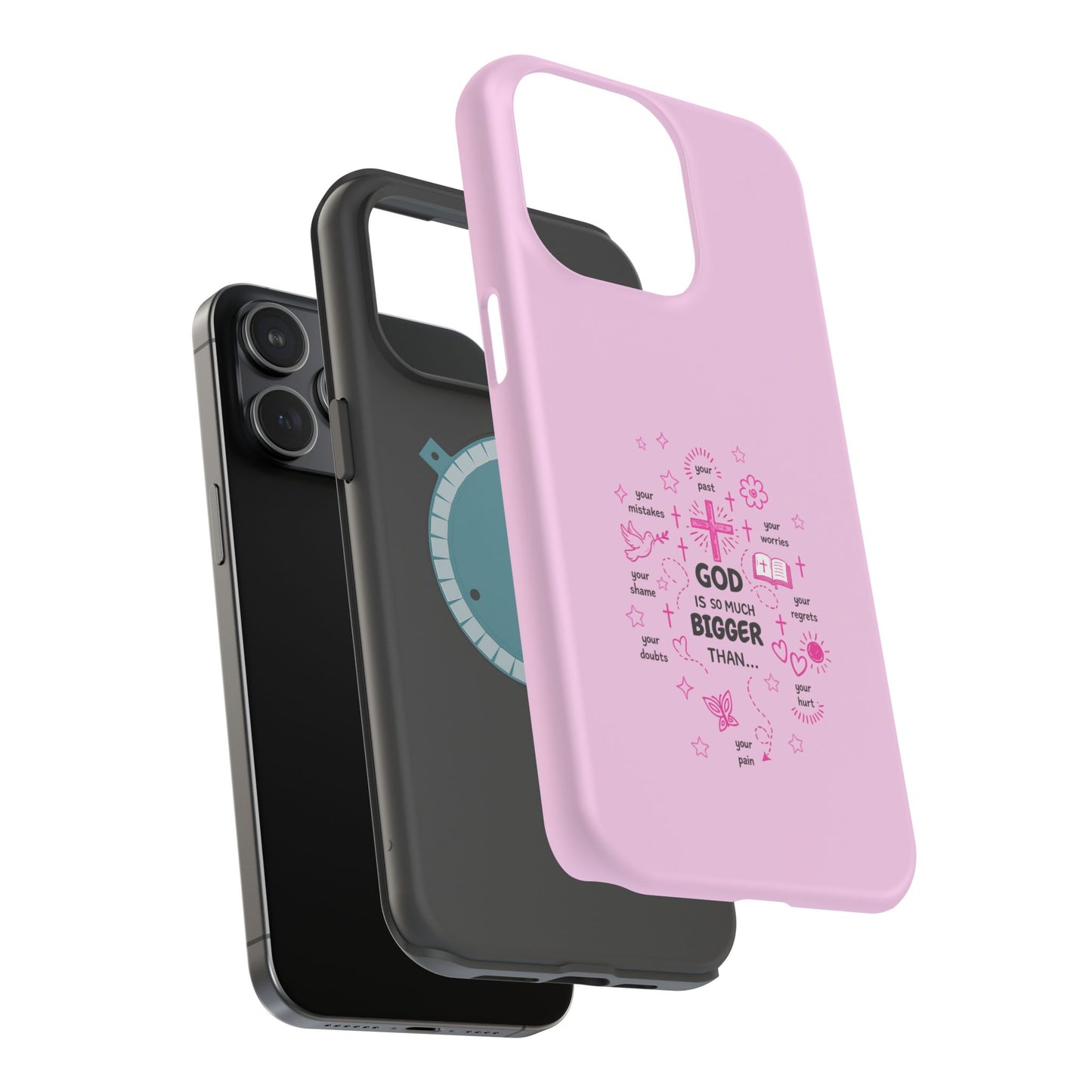 Pink Faith Phone Case — "God Is So Much Bigger Than..." Magnetic Impact-Resistant Case